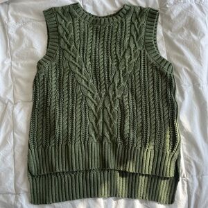 Rachael Zoe Olive Cable Knit Sweater Vest | Size Small